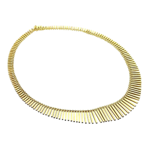 Mid 20th Century 14k Yellow Gold Multi Bar Bead Drape Statement Necklace Vintage
