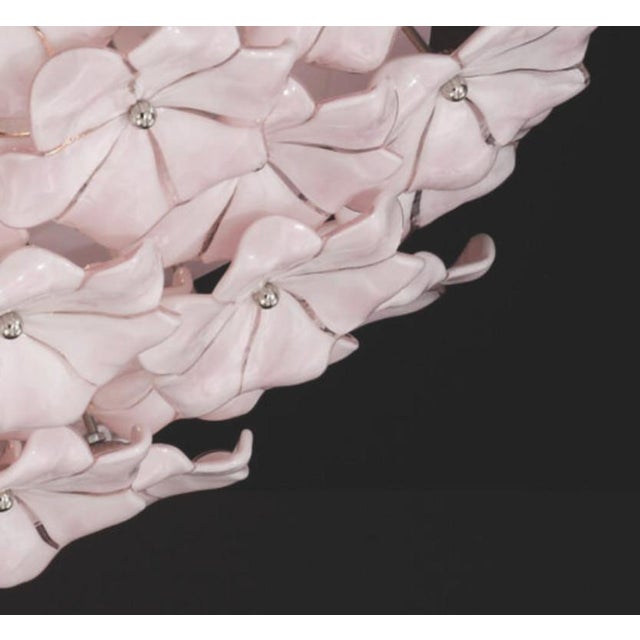 Fabio Ltd 21st Century Pink Lotus Murano Flush Mount by Fabio LTD For Sale - Image 4 of 4