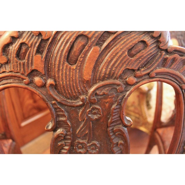 Wood Set of Six Dining Chairs With Leather Seats, Portuguese or Spanish Rococo, 18th Century For Sale - Image 7 of 18