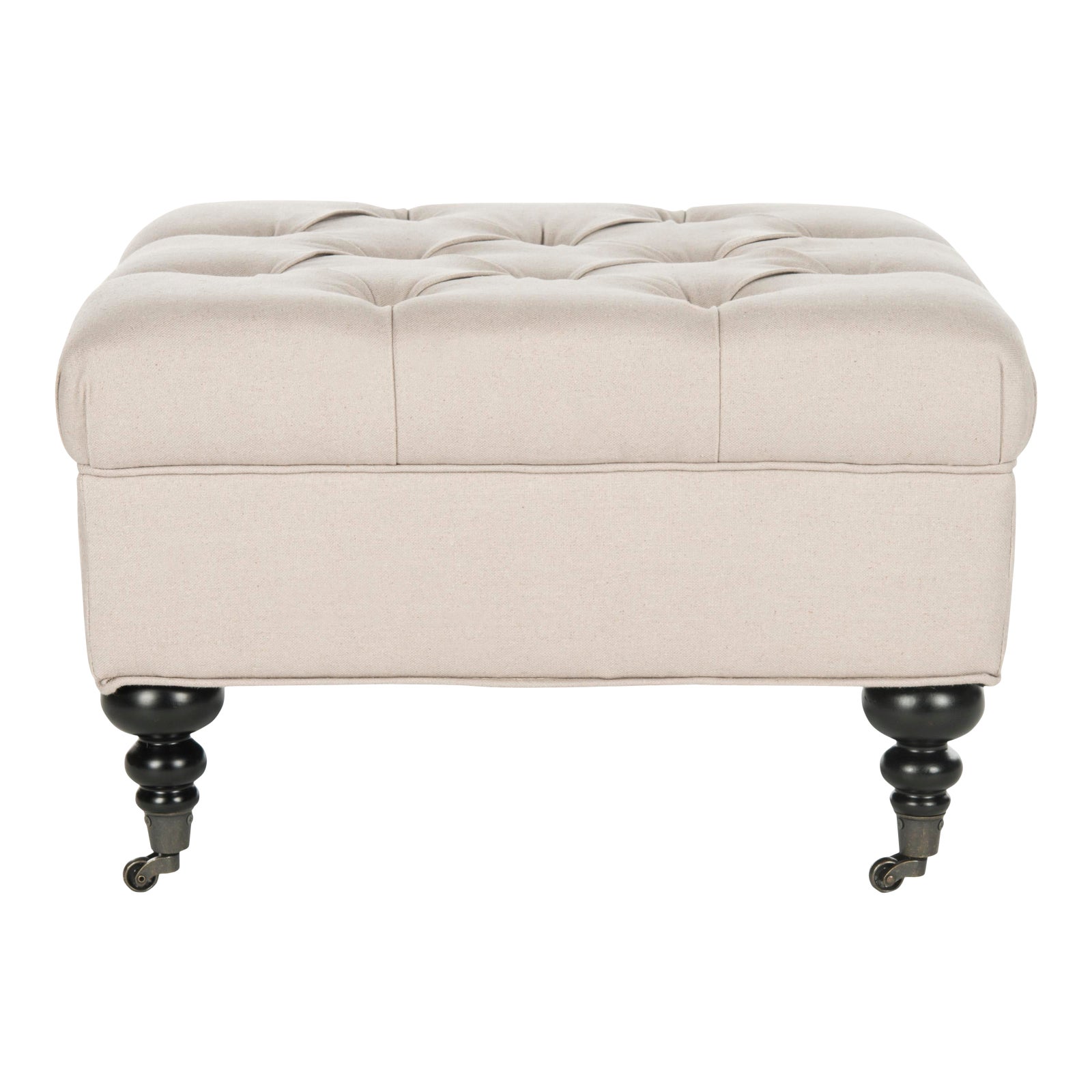 Eric Tufted Ottoman in Taupe & Espresso Chairish