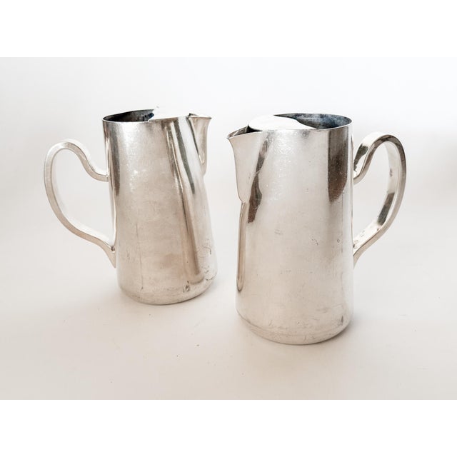 Art Deco Vintage Hotel Silver Serving Pitchers by d.w. Haber & Sons, New York, a Pair For Sale - Image 3 of 8