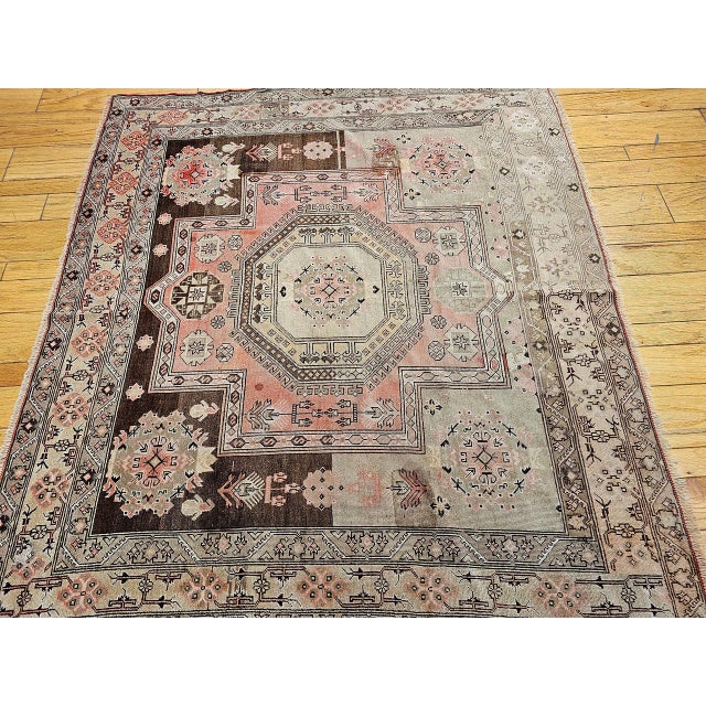 Turkish Antique Turkish Oushak Rug, Hand-Knotted Wool Pile, Mamluk Design, 6' x 7' For Sale - Image 3 of 16