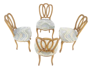 Bleached Walnut Tripple Oval Pretzel Back 4 French Provincial Dining Chairs NICE