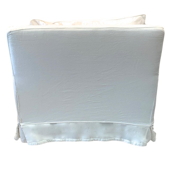 Restoration Hardware White Belgian Linen Slipcover Lounge Chair Chairish