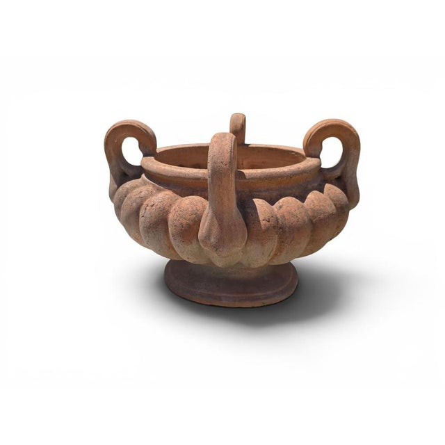 Italian Lobed Terracotta Krater with Handles, 1950 For Sale - Image 3 of 11