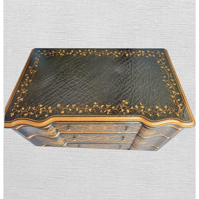 Maitland - Smith Vintage Black Gold Versace Baker Style Chinoiserie Oversized 3 Drawer Commode Chest of Drawers For Sale - Image 4 of 18