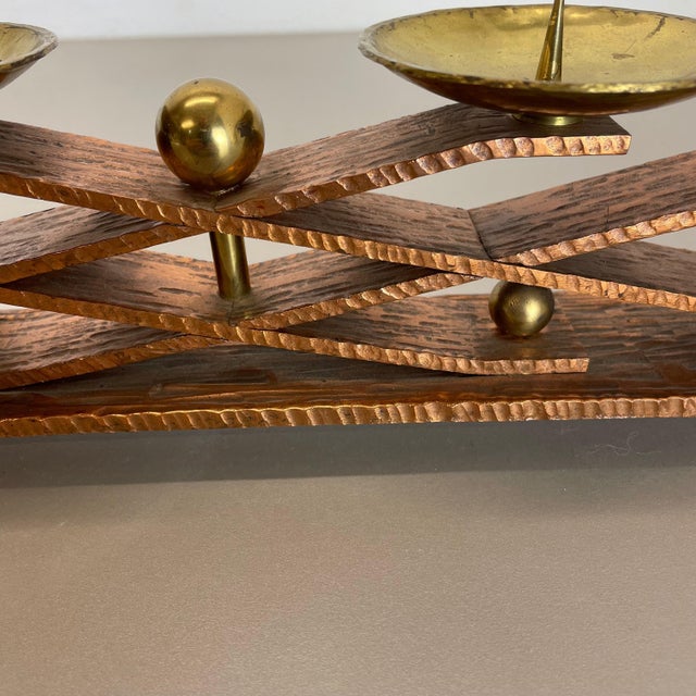 Copper Brutalist Copper and Brass Candleholder in the style of Hagenauer, Austria, 1950s For Sale - Image 8 of 18