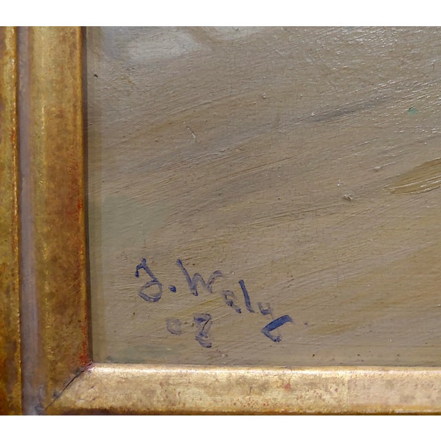 Jacques Wely -Woman & Her Jack Russel Dog Coming From the Market-Oil Painting For Sale - Image 10 of 13