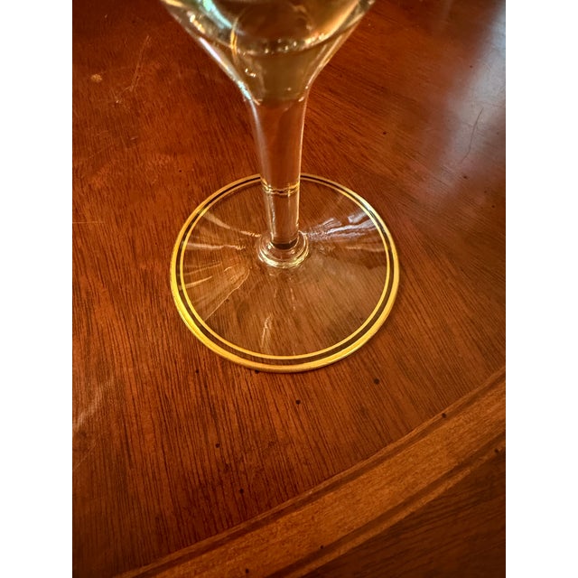 Antique Cambridge Etch 701 - 7" Water Goblets - Etched W/Gold Bands - Set of 8 For Sale - Image 17 of 18