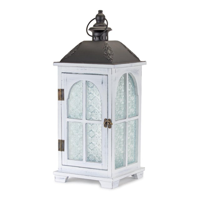 Add a warm and inviting glow to your home with this stunning set of White Wood Lanterns. Featuring intricate frosted glass...