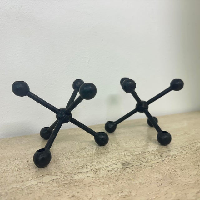 Black Mid-Century Candleholders, 1970s, Set of 2 For Sale - Image 8 of 10