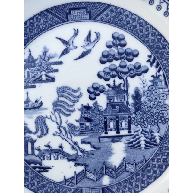 Metal Wedgwood Antique Chinoiserie Blue Willow Shallow Bowls and Plates - A Set of 11 For Sale - Image 7 of 12