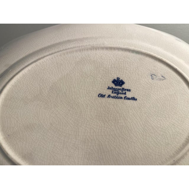 Pair of 1940s Johnson Bros. Old Britain Castles Blue Oval Serving Platter / Wall Plates For Sale In Los Angeles - Image 6 of 6
