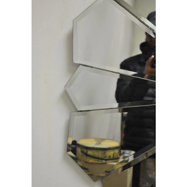 Vintage Hollywood Regency Beveled Glass Sunburst Flower Petal Wall Mirror For Sale - Image 4 of 7