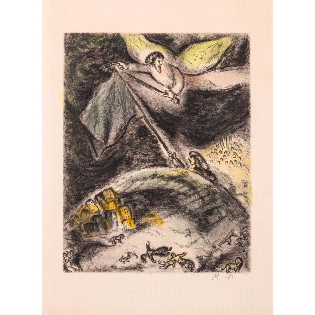 A spiritual modern etching with hand coloring on Arches wove paper titled “Oracle sur Babylone (Oracle Over Babylon)” (pl....