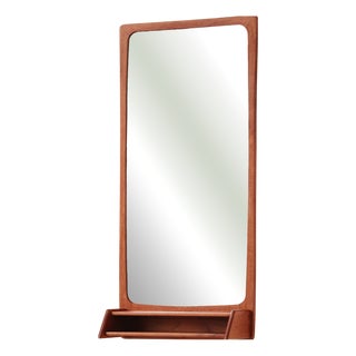Danish Teak Mirror with Shelf, 1960s For Sale