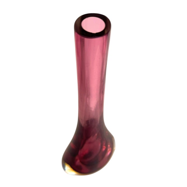 Vintage Murano Sommerso Formia Art Glass Vase — Cranberry For Sale - Image 6 of 6