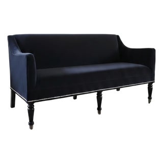 Barclay Butera Ridgecrest 60" Black Velveteeen Loveseat Settee Sofa Couch For Sale