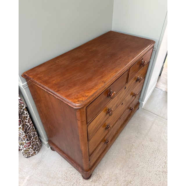 Tan Large English Victorian Mahogany Chest of Drawers For Sale - Image 8 of 18