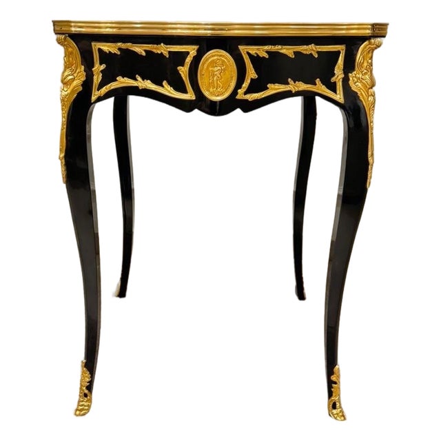 1960s Louis XV Style Side Table Gilt Bronze Accent, Custom Made For Sale