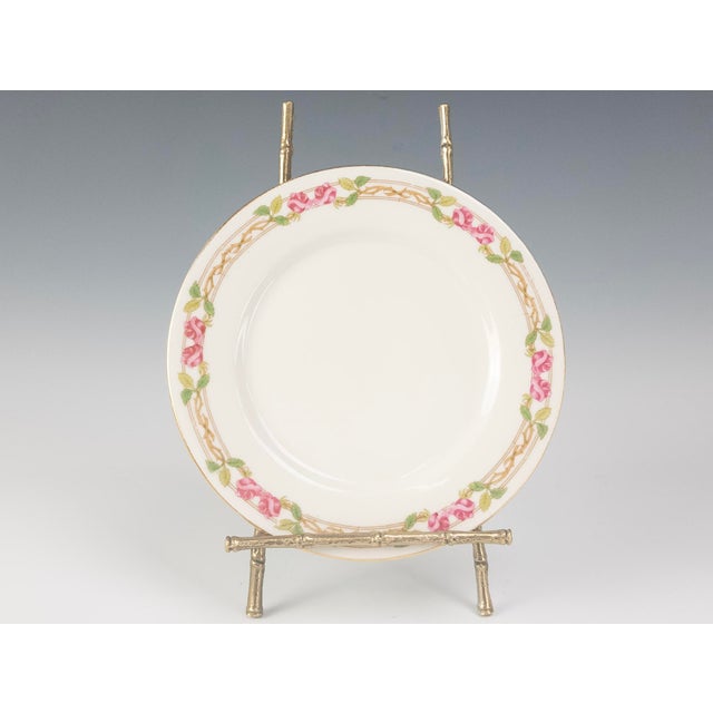 White w.m. Guerin Limoges “Rose & Stem” 4-Piece Place Setting, Hand-Gilded French Porcelain Circa 1900–1930 For Sale - Image 8 of 18