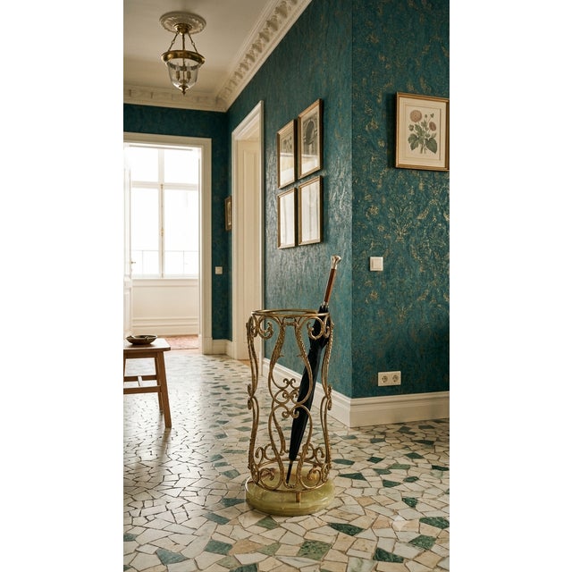 Hollywood Regency Brass and Onyx Marble Umbrella Stand from Banci Firenze, 1970s For Sale - Image 6 of 18