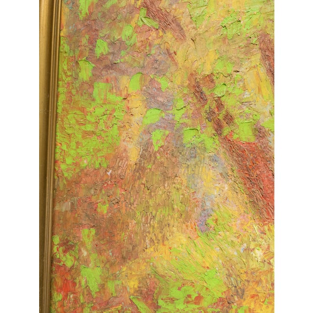 Textile Mid-Century Modern Abstract Expressionist Bright Neon Pastel Landscape Painting For Sale - Image 7 of 11
