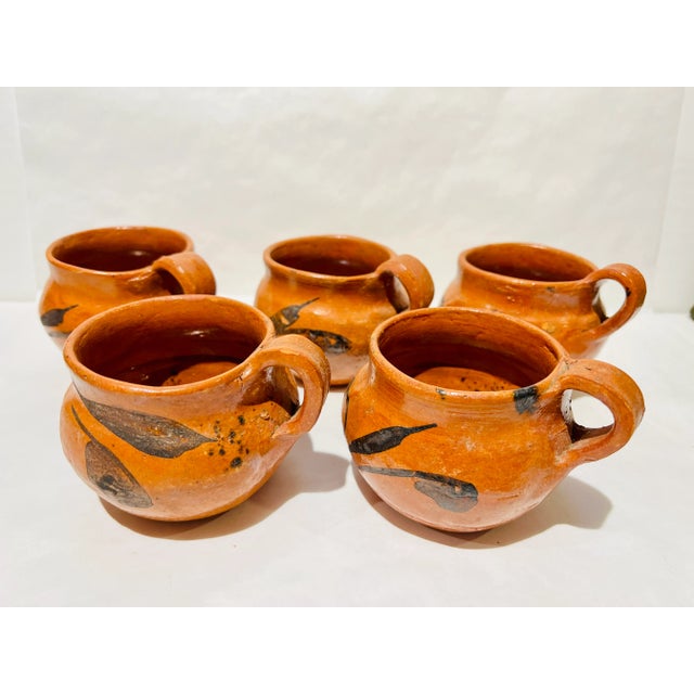 Sculpture Materials Vintage Mexican Artesania Jarritos Clay Mugs Pots Planters - Set of 5 For Sale - Image 7 of 9