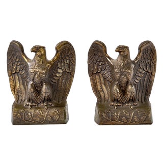 Traditional American Bald Eagle Brass Bookends - a Pair For Sale
