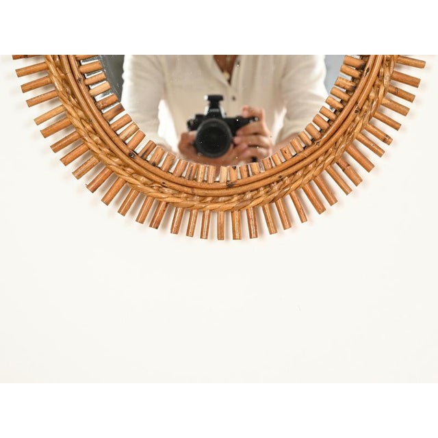 1960s Organic Oval Mirror in Bamboo, Rattan and Wicker by Franco Albini, Italy, 1960s For Sale - Image 5 of 11