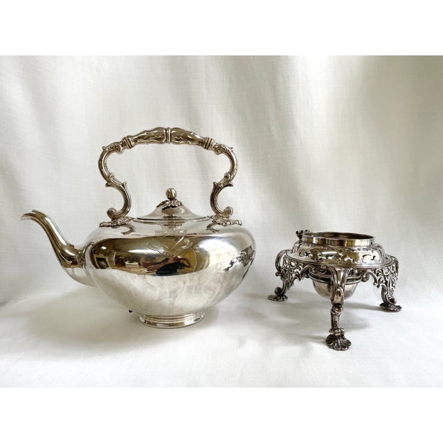 Silver 19th Century Tilting Teapot With Stand & Burner- 2 Pieces For Sale - Image 8 of 13