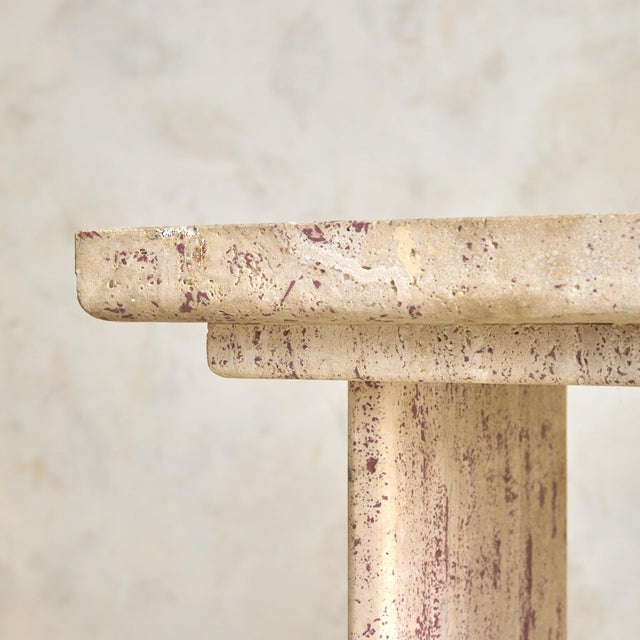 White Italian Travertine Pedestal with Stepped Base, 1970s For Sale - Image 8 of 11