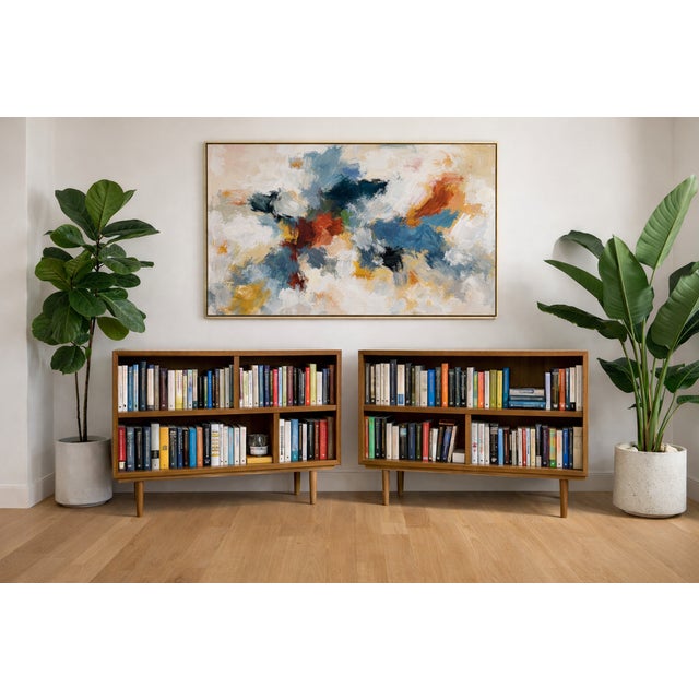 1960s Mid Century Modern Bookcase | Danish Bookshelf Tapered Legs, C. 1960’s For Sale - Image 5 of 14