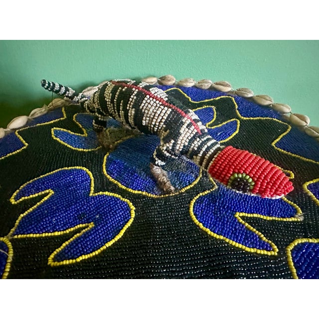 Mid-20th Century Nigerian Yoruba Large Ceremonial Beaded Vessel With Reptile Finial For Sale - Image 18 of 18