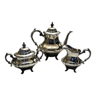 Vintage Reed & Barton 670 Georgian Rose Coffee Set- 3 Pieces For Sale