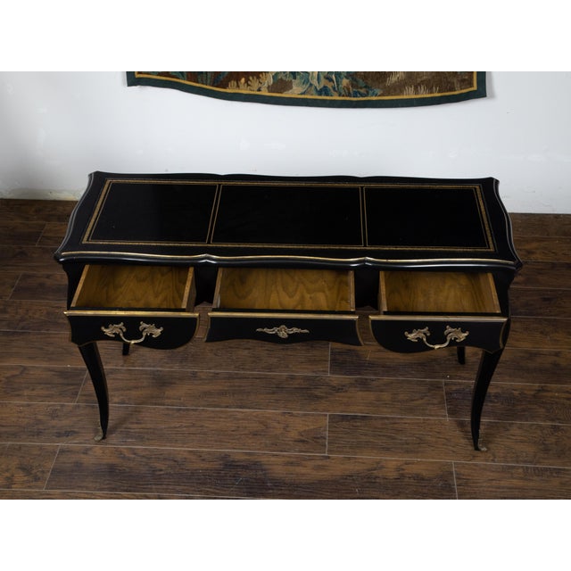 Mid 20th Century Louis XV Style Auffray and Co Black Desk with Leather Top and Bronze Mounts For Sale - Image 12 of 12