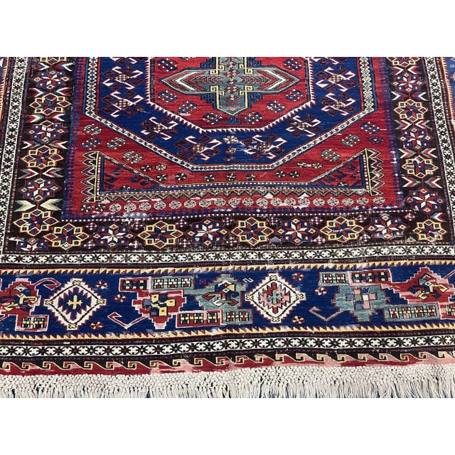 Asian Antique Fine Antique Caucasian Sumak Rug 6’10” X 9’5” For Sale - Image 3 of 8