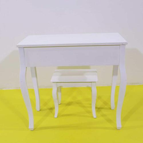 White White Wooden Table with Stool and Flower Knobs For Sale - Image 8 of 9