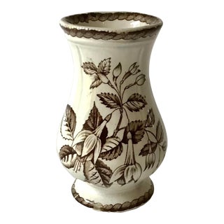 Antique Brown Transferware Aesthetic Style Vase For Sale
