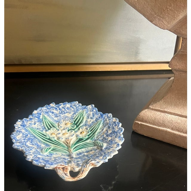 Ceramic Antique Victorian Mojolica Mottled Dish, C. 1880's For Sale - Image 7 of 11
