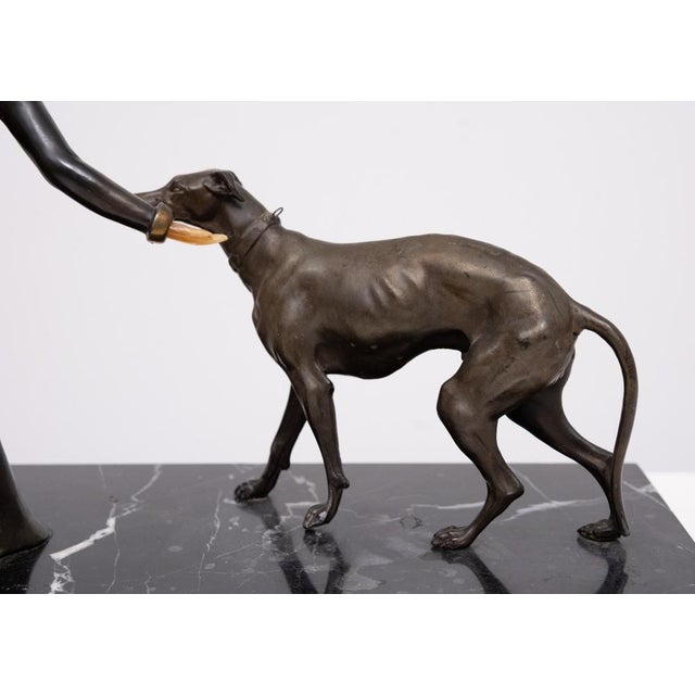 Art Deco Sculpture of Woman with Greyhounds, France, 1930s For Sale - Image 18 of 18