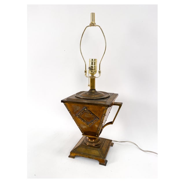 Arts & Crafts Antique Bradley & Hubbard Arts & Craft Style Brass and Copper Table Lamp For Sale - Image 3 of 9