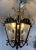 Late 19th Century Beautiful Guilt Bronze Three Lamp Lantern Chandelier With Hand Cut and Etched Glass For Sale - Image 4 of 12