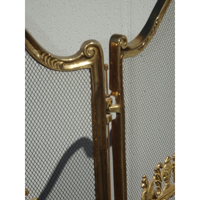 Brass Vintage French Provincial Ribbons Love Birds Gold Brass Fireplace Screen #1 For Sale - Image 8 of 15