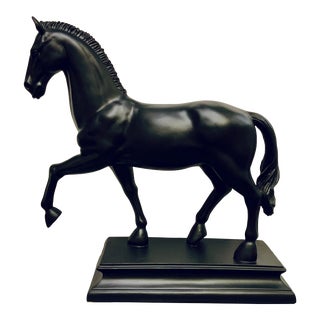 Large Matte Black Horse Sculpture For Sale