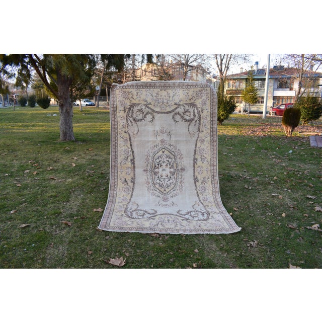 Distressed Turkish Sparta Rug With Floral Design 5'6" X 8'12" For Sale - Image 13 of 13