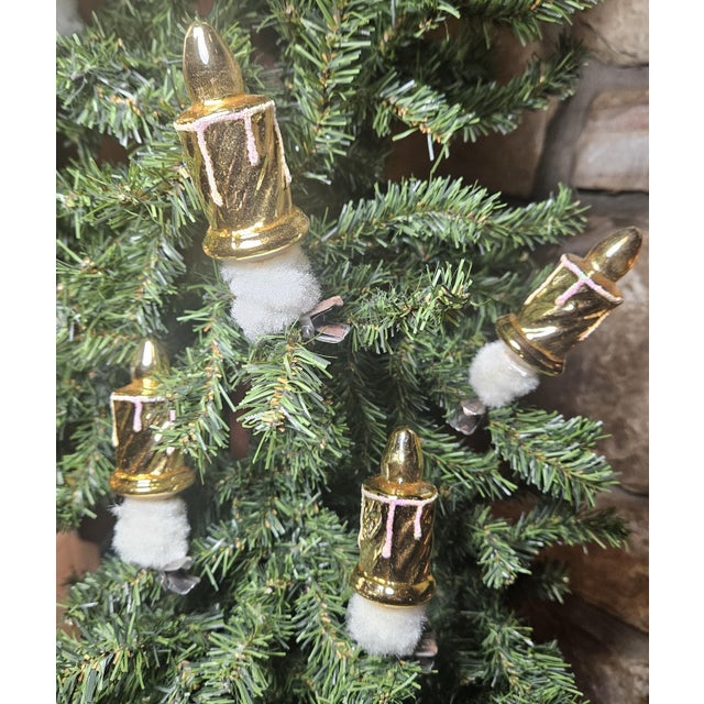 Vintage Set of 12 Czechoslovakian Glass Candlestick Clip-on Christmas Tree Ornaments For Sale - Image 10 of 14
