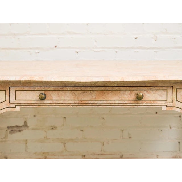 Mid 20th Century Mid 20th Century Maitland-Smith Pink Tessellated Stone Finish Desk, Attributed For Sale - Image 5 of 12