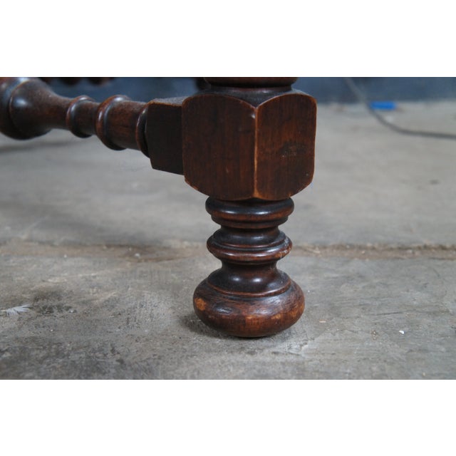 Antique Orinoco Jacobean Spanish Revival Oak Pierced Scroll Dining Table 72" For Sale - Image 4 of 15