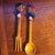 Mid-Century Modern 1950s Luxembourg Man Woman Hand Carved Wood Salad Server Set Italy For Sale - Image 3 of 9